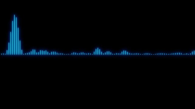 Colorful audio waveform spectrum animation. Glowing sound waves move on black background. Abstract digital equalizer visual for music, voice, and soundtrack seamless loop in 4K.