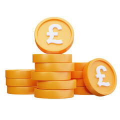 3D Stack of Pound Coins Finance