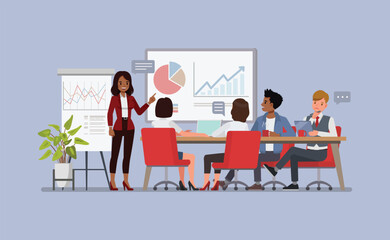 Business meeting office scene character vector illustration design.
