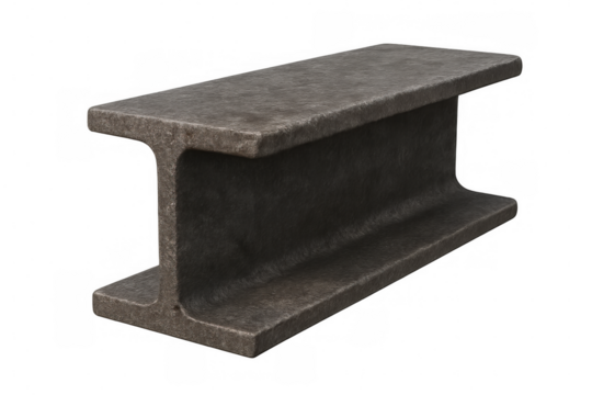 Steel girder i-beam profile displaying strength and industrial construction material on transparent background