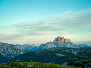 Dramatic mountains in sunrise at Cadini di Misurina, Dolomites, Italy