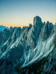 Dramatic mountains in sunrise at Cadini di Misurina, Dolomites, Italy