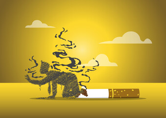 Anti-Smoking Concept – Human Figure Turning into Smoke from a Cigarette