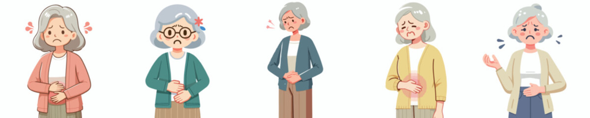a half body grandmother has a stomach ache