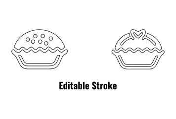 apple pie, editable stroke pumpkin pie vector icon, pie vector illustration