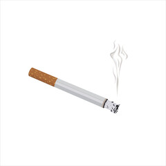 The cigarette is lit