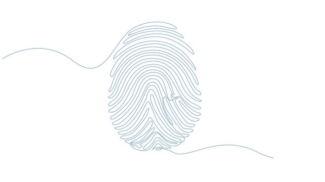 fingerprint continuous one line drawing animation, Fingerprint Single Line Art, Continuous one line drawing of a fingerprint illustration vector, continuous one single black line art doodle drawing