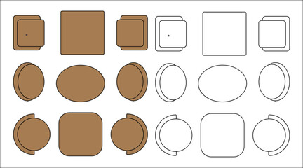 table and chair seat plan vector top view, office, room, restaurent,hotel, furniture vector seat plan for rel estate and architect plan