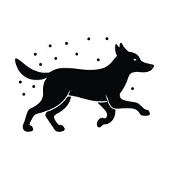 Dog Playing in Snow Winter Pet Vector Silhouette