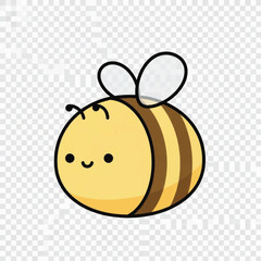 Cute Cartoon Bee with Stripes and a Smiling Face Illustration.