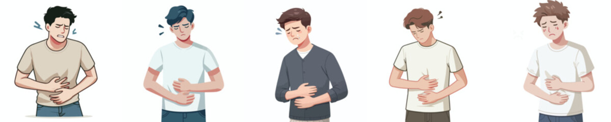 half body a man has a stomach ache