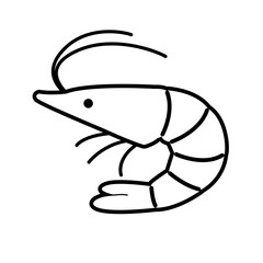 シンプルなエビのイラスト　かわいい,ポップ,イラスト,生き物,素材,海,食べ物