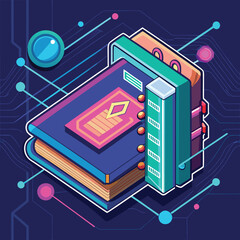 futuristic notebook with binary code screen lock e.eps