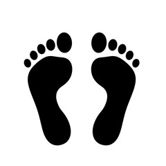 Black footprints icon symbol represents steps movement journey path guidance and human presence a versatile graphic element isolated on white background
