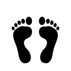 Simple black footprint icon symbolizing human steps journey walking personal mobility and progress isolated on white background