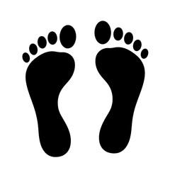 Black footprints symbol representation of human steps and navigation trail for guidance and directional icons on a transparent background isolated on white background