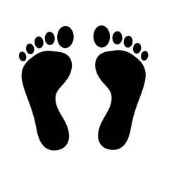 Iconic black footprints graphic symbol representing walking steps and human traces a simple visual for guidance and direction isolated on white background