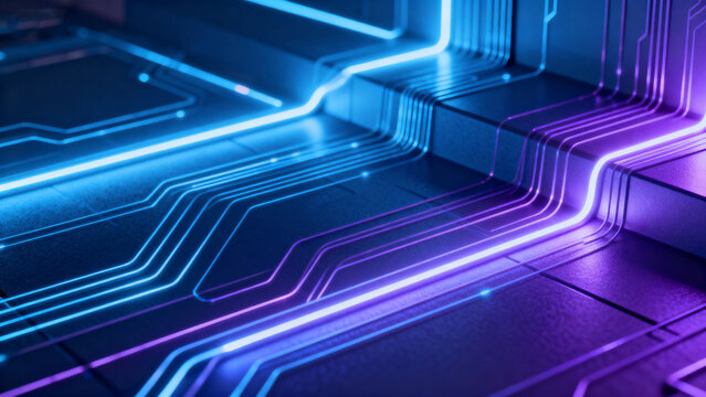 Abstract glowing circuit pathways