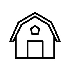 Simple outline barn icon symbol represents agricultural building farm structure classic rural architecture isolated on white background