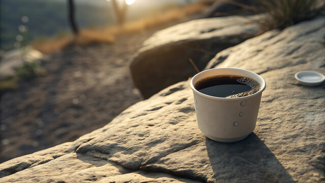 cup of coffee on wooden table