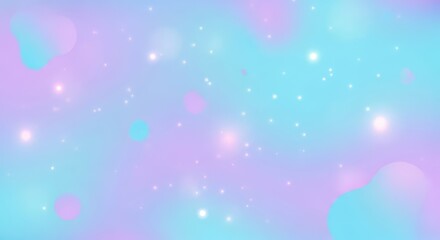 Soft gradient background in purple, pink, and cyan tones with glowing light spots creating a dreamy atmosphere.

