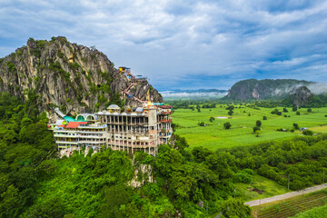 Beautiful buddhist temple on high mountain in Khon Kaen province Thailand, (Wat Tham Saeng Tham).