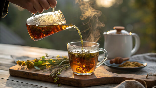 cup of coffee on wooden table
