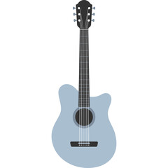 Naklejka premium Pale Blue Acoustic Guitar With Black Neck And Strings On A Transparent Background