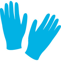 Pair Of Bright Blue Disposable Medical Gloves For Hand Protection And Safety Against Germs And Contamination Isolated On Transparent Background