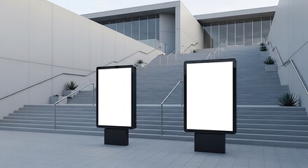 Modern Cityscape Blank Billboards Against Architectural Backdrop