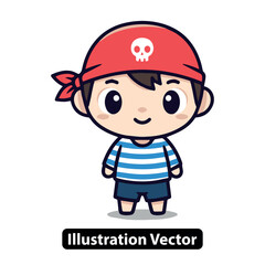 Adorable cartoon boy dressed as a friendly pirate character, perfect for children's themes and imaginative adventure concepts