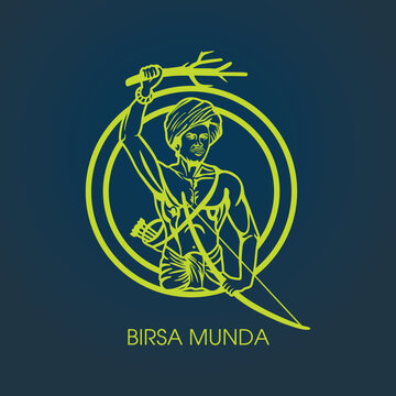 Birsa Munda (Dharti Aaba) - Indian Tribal Leader Illustration