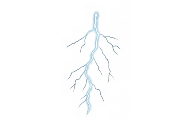 Lightning bolt on a transparent background, representing electricity, storm power, energy, and weather effects