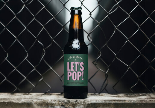 Beverage Bottle With Motivational Label Mockup PSD