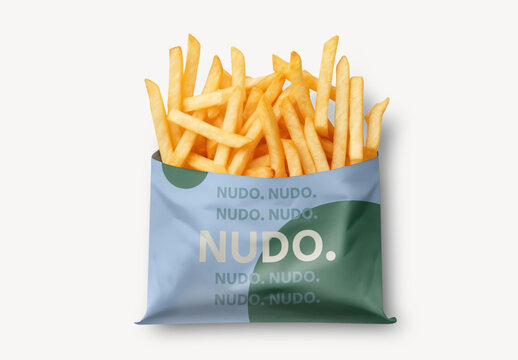 Crispy Fries In Branded Packaging Mockup PSD