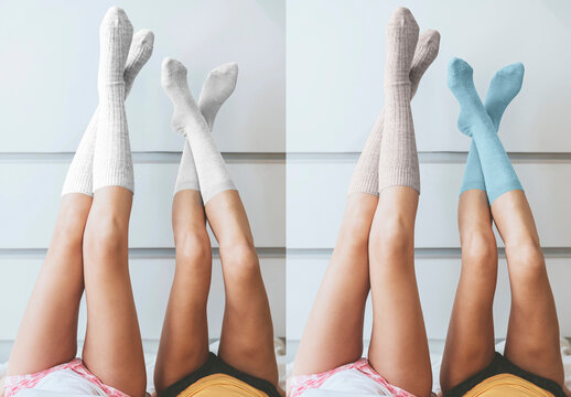 Cozy Socks In Playful Colors Mockup PSD