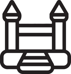 Simple outline icon of a bounce house castle for outdoor fun and kids playtime celebrations graphic element isolated on transparent background
