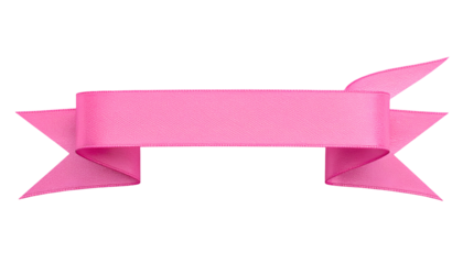 Glossy pink ribbon isolated against a black background. Simple shape, perfect for a banner