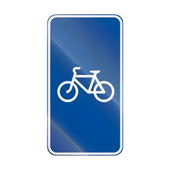 Bike lane sign a regulatory road symbol indicating a bicycle route isolated on white