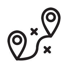 Map Location Pins with Route Icon Vector Illustrations