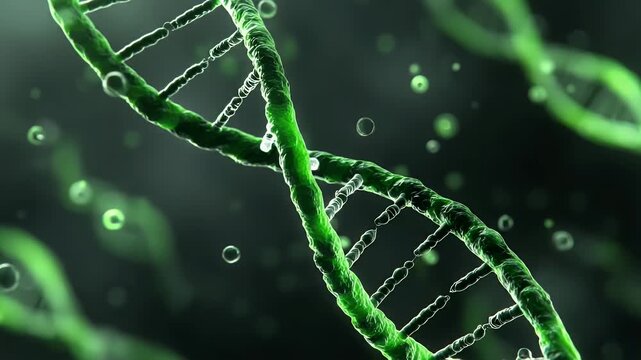 
blue background with a double helix of dna, close up. the intricate structure of the dna molecule is prominently displayed against a vibrant blue backdrop,
