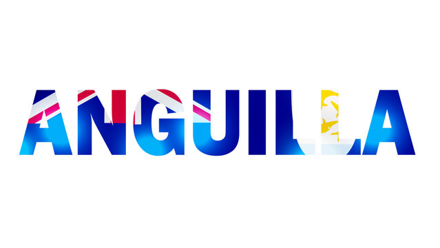 Anguilla Text With Flag Isolated On Transparent PNG Background	