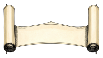 Vintage parchment scroll with rolled ends, featuring a plain horizontal banner shape