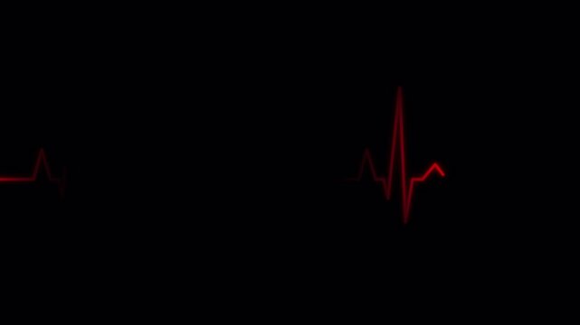 Dramatic heartbeat flatline animation featuring a glowing red ECG pulse fading into silence. Perfect for cinematic scenes, emotional storytelling, medical intros, or tension-filled moments in film and