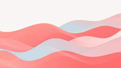 Modern Coral and Blue Abstract Wave Design