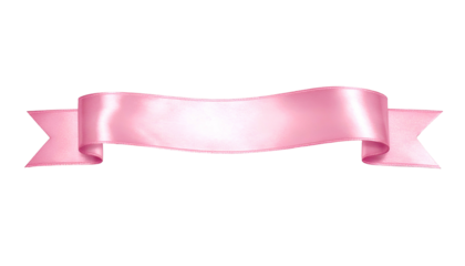 A digitally rendered, isolated, pink ribbon banner, elegantly curved with a gloss finish