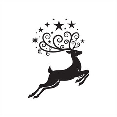 Elegant deer silhouette with forest background illustration