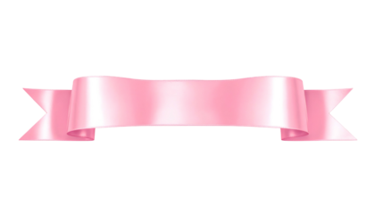 Glossy pink banner with a curved shape and pointed ends. Isolated on black background