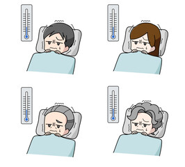 寒さで眠れない大人のイラスト4種類セット