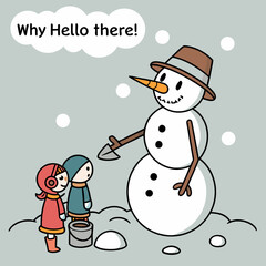 snowman with christmas tree